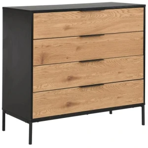 Vita Chest Of 4-Drawers Tallboy Storage Cabinet - Black/Oak