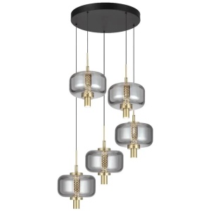 Volen Contemporary Pendant Hanging Lamp Light Metal Glass Black Gold Smoke Satin