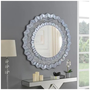 Wall Mirror Sparkling Crush Crystal MDF Silver And Grey MRR-01