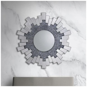 Wall Mirror Sparkling Crush Crystal MDF Silver And Grey MRR-06