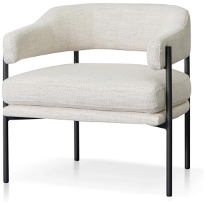 Walton Rustic Beige Fabric Armchair - Black Legs by Interior Secrets - AfterPay Available