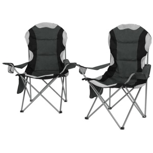 Weisshorn 2X Folding Camping Chairs Arm Chair Portable Outdoor Beach Fishing BBQ