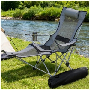 Weisshorn Camping Chair Adjustable Reclining Portable Outdoor Folding Chair Grey