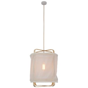 West Chiffon Fabric Bamboo Hanging Pendant Light Lamp Large