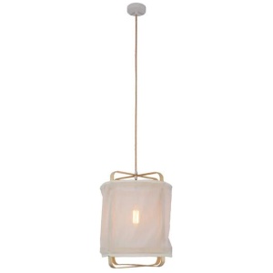 West Chiffon Fabric Bamboo Hanging Pendant Light Lamp Small
