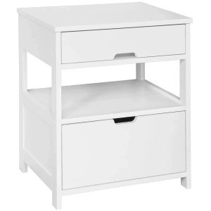 White Bedside Table with 2 Drawers
