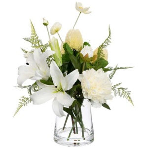 White Liliy 48cm Mixed Artificial Plant Flower Arrangement Decorative