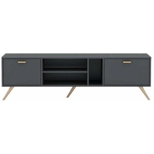 William Modern Scandinavian Lowline TV Stand Entertainment Unit 1.6m - Dark Grey
