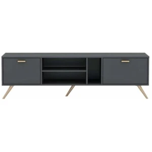 William Modern Scandinavian Lowline TV Stand Entertainment Unit 1.6m - Dark Grey