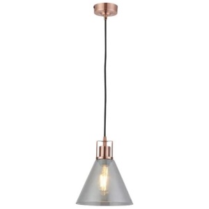 Willis Modern Glass Shade Hanging Pendant Light Lamp Antique Copper/Smoky