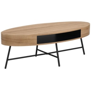Willow Modern Scandinavian Wooden Oval Coffee Table - Oak/Black