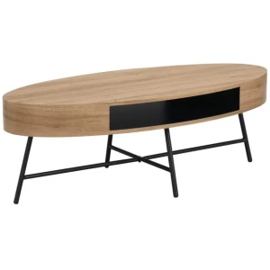 Willow Modern Scandinavian Wooden Oval Coffee Table - Oak/Black