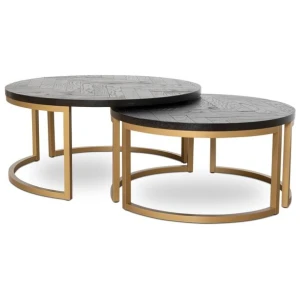 Wilma Nested Coffee Table - Peppercorn and Brass by Interior Secrets - AfterPay Available
