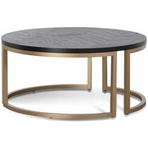 Wilma Round Coffee Table - Peppercorn and Brass by Interior Secrets - AfterPay Available