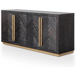 Wilma Wide 180cm Wooden Sideboard - Peppercorn and Brass by Interior Secrets - AfterPay Available