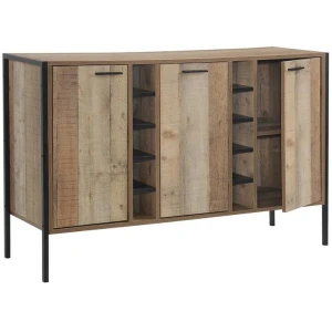 Wine Cabinet with 2 Strorage and open Selves Bar Cabinet Cupboard in Oak Colour