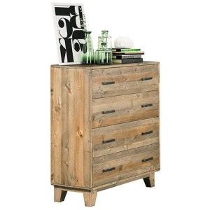 Wooden Chest Of 4-Drawers Tallboy Storage Cabinet Solid Timber Rustic Texture