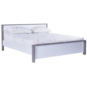 Wooden Double Bed Frame - White / Grey