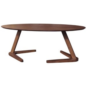 Wooden Oval Wood Coffee Table - Walnut