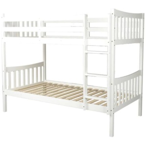 Wooden Timber Solid Pine King Single Size Bunk Bed Frame - White