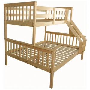 Wooden Timber Solid Pine Single Over Double Size Bunk Bed Frame - Oak
