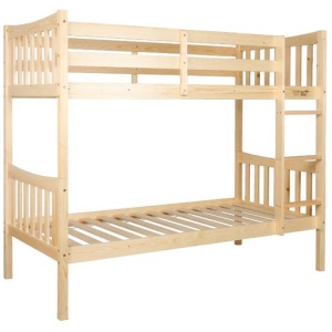 Wooden Timber Solid Pine Single Size Bunk Bed Frame - Oak