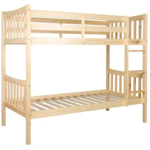 Wooden Timber Solid Pine Single Size Bunk Bed Frame - Oak