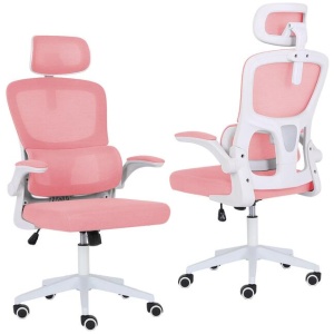 Work Office Chair - Lumber Support, Flip-up Armrest, Adjustable Headrest SITIO - Pink