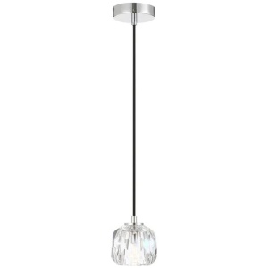 Zaha Contemporary Pendant Hanging Lamp Light Metal Crystal Clear Chrome