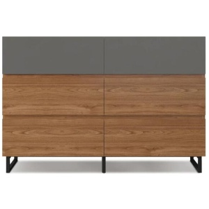 Zane Dresser Chest of 6-Drawers Storage Cabinet - Walnut/Charcoal