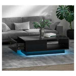 Zaro Led Lights Coffee Table Black Queen