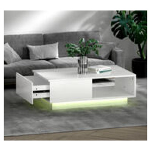 Zaro Led Lights Coffee Table White Queen