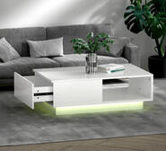 Zaro Led Lights Coffee Table White Queen