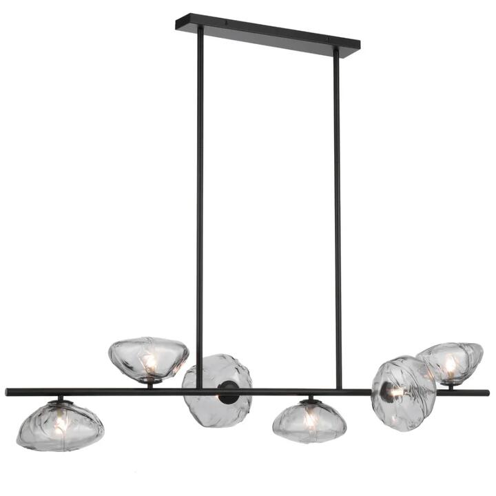 Zecca Contemporary Pendant Hanging Lamp Light Metal Glass Smoke Black Gloss