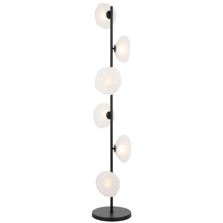 Zecca Contemporary Standing Floor Lamp Light Metal Glass Frost Black Matte