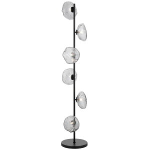 Zecca Contemporary Standing Floor Lamp Light Metal Glass Smoke Black Matte