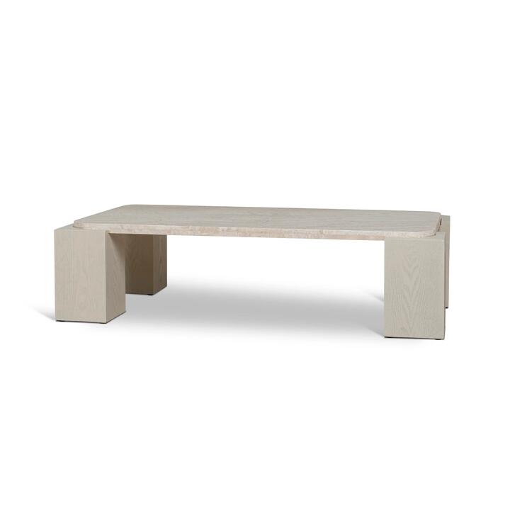 Zenlo 1.26m Travertine Coffee Table - Ivory Oat by Interior Secrets - AfterPay Available