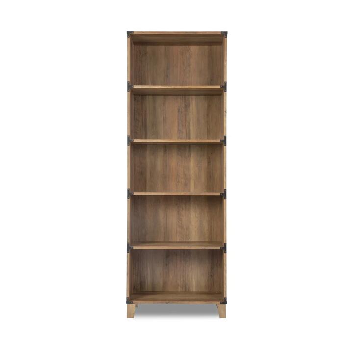 Zephyr Wooden 5-Tier Bookcase Display Shelves Rustic Oak