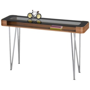 Zine Scandinavian Hall Console Display Hallway Table Wooden Frame - Glass Top - Clear