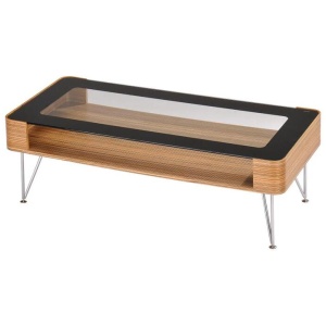 Zine Scandinavian Large Rectangular Coffee Table 120cm - Wooden Frame - Glass Top