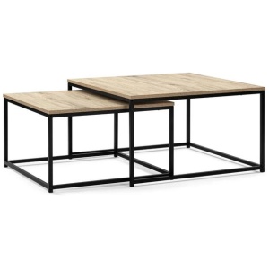 Zona Set Of 2 Nesting Rectangular Coffee Table - Oak/Black