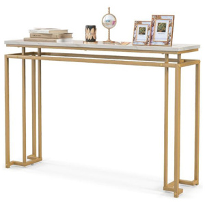 120 Cm Faux Marble Top Console Table With Anti Toppling Kit