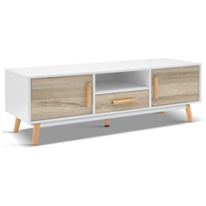 120cm Wooden Entertainment Unit - White & Wood