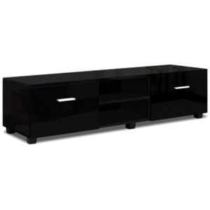 140 Cm High Gloss Tv Cabinet Stand Entertainment Unit Shelf Black