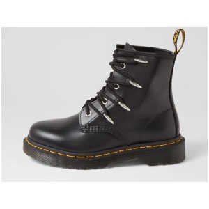 1460 8 Tie Black Danuibo Leather Lace Up Boots