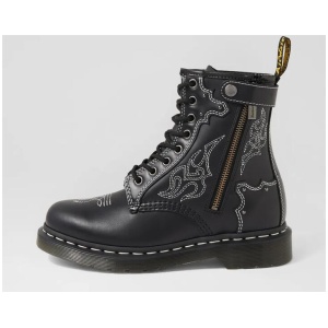 1460 Ga 8 Eye Black Wanama Leather Lace Up Boots