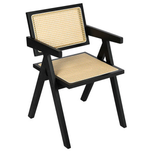 1X Black Wicker Armchair Dining Chair