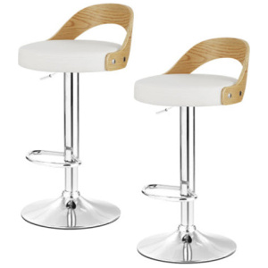 2 Bar Stools Kitchen Gas Lift Wooden Stool Metal Barstools Swivel
