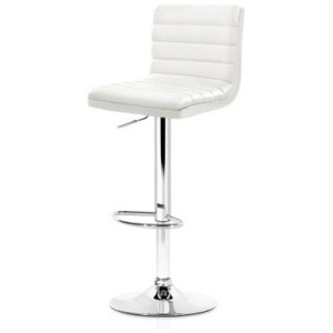2 Gas Lift Bar Stools Swivel Chairs Leather Chrome White