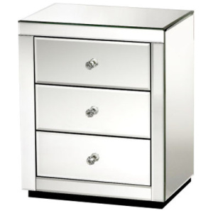 2 Pcs Bedside Drawers Mirrored Side End Table Cabinet Nightstand